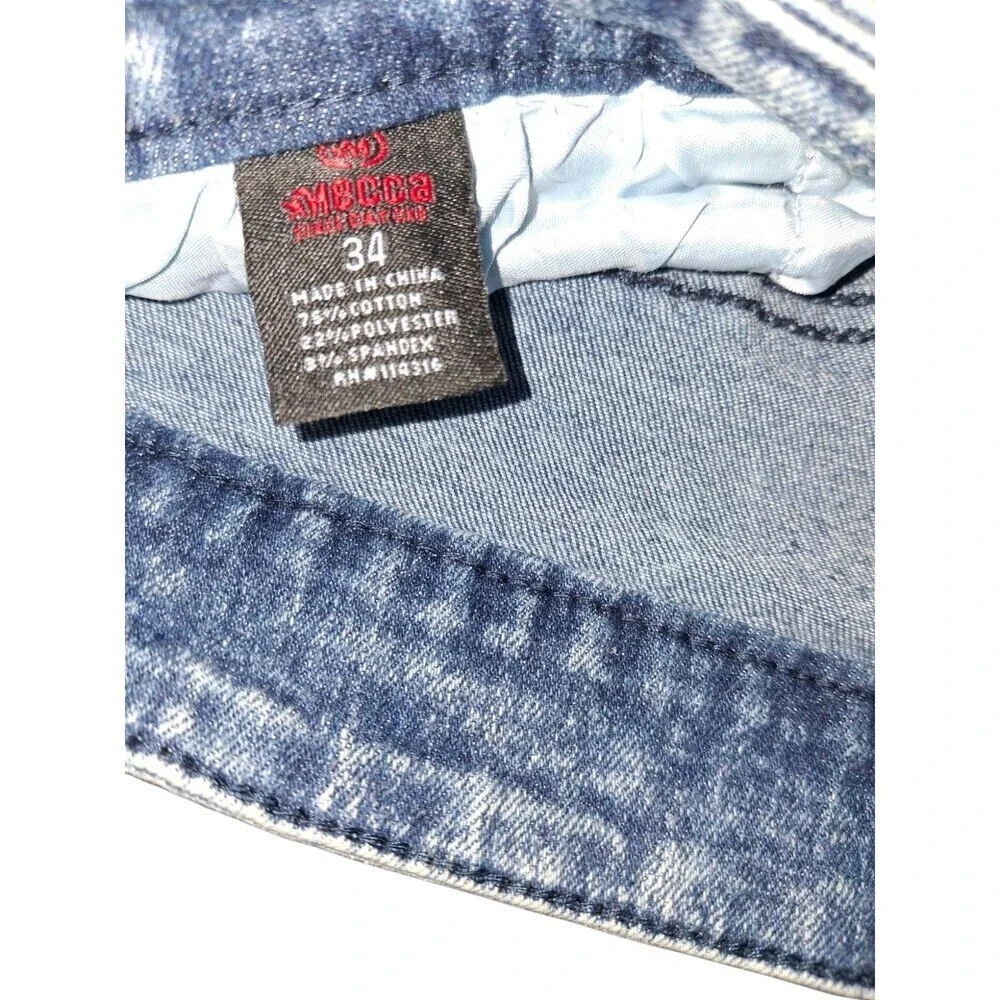 Men's‎ Mecca Stretch Fit Jeans W34 L32 Acid Wash Crinkle Lines Skinny Distressed